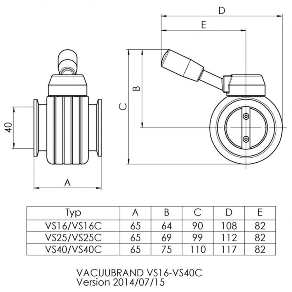 KELEBEK VANA , VACUUBRAND , VS16