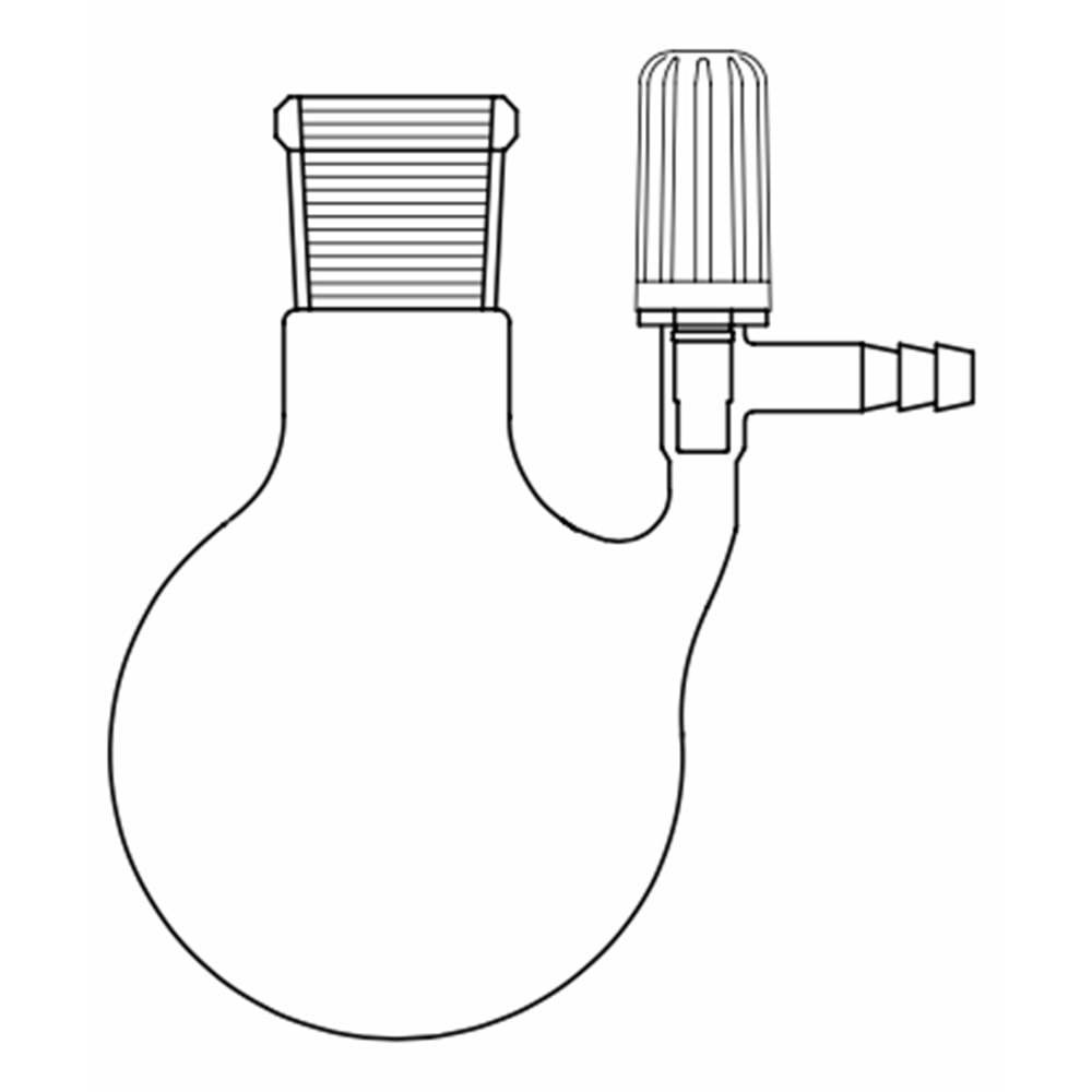 AZOT ( SCHLENK ) BALONU , 25 ML , PTFE VALF MUSLUKLU , NS : 14.5/23