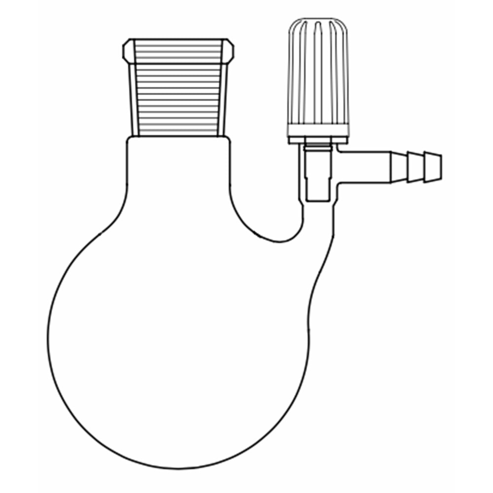 AZOT ( SCHLENK ) BALONU , 500 ML , PTFE VALF MUSLUKLU , NS : 14.5/23