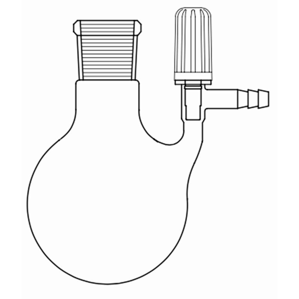 AZOT ( SCHLENK ) BALONU , 50 ML , PTFE VALF MUSLUKLU , NS : 29/32