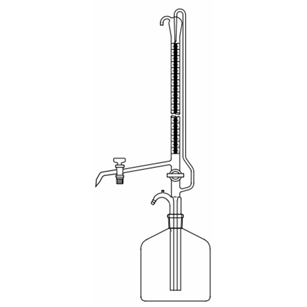 BÜRET , OTOMATİK , 25 ML , ŞEFFAF , ÇİFT CAM MUSLUKLU , DEPOLU