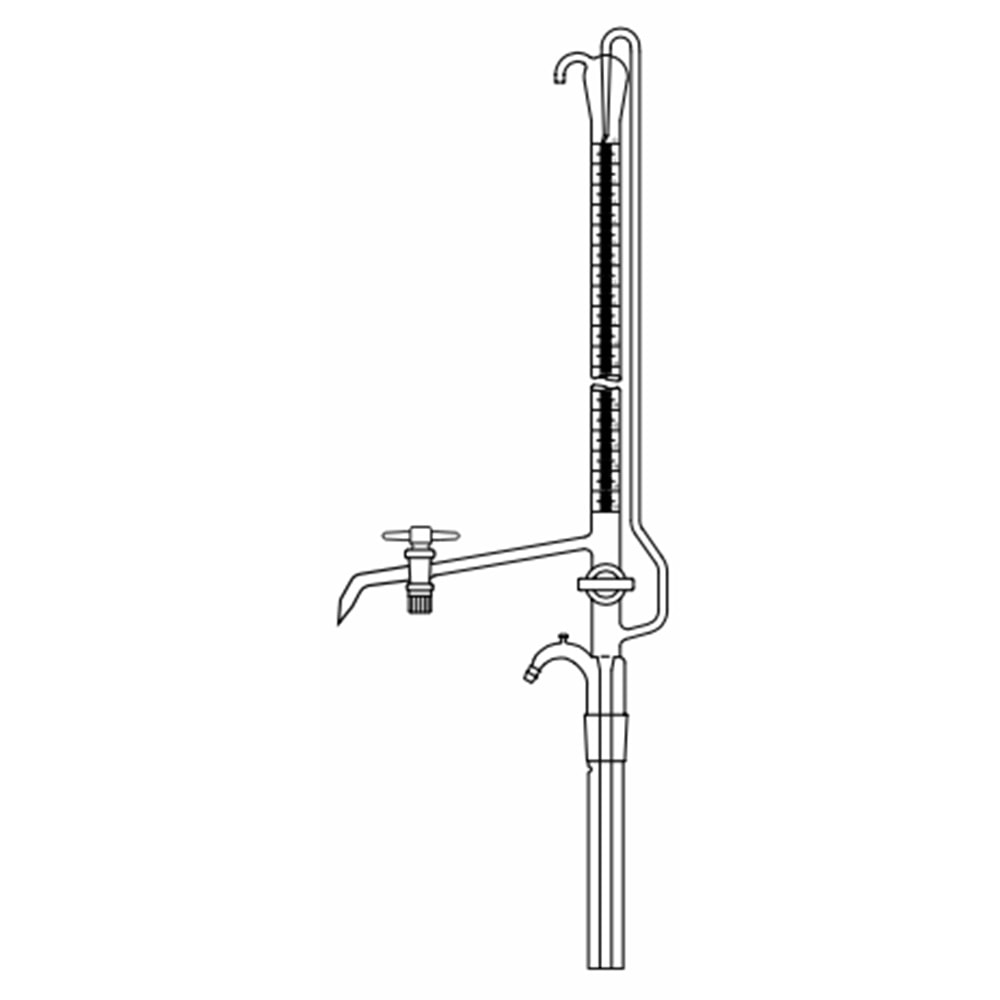 BÜRET , OTOMATİK , 5 ML , ŞEFFAF , ÇİFT PTFE MUSLUKLU , DEPOSUZ
