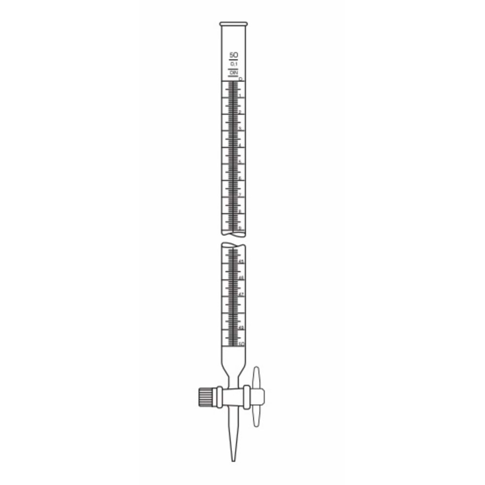 BÜRET , DÜZ , 50 ML , PTFE MUSLUKLU