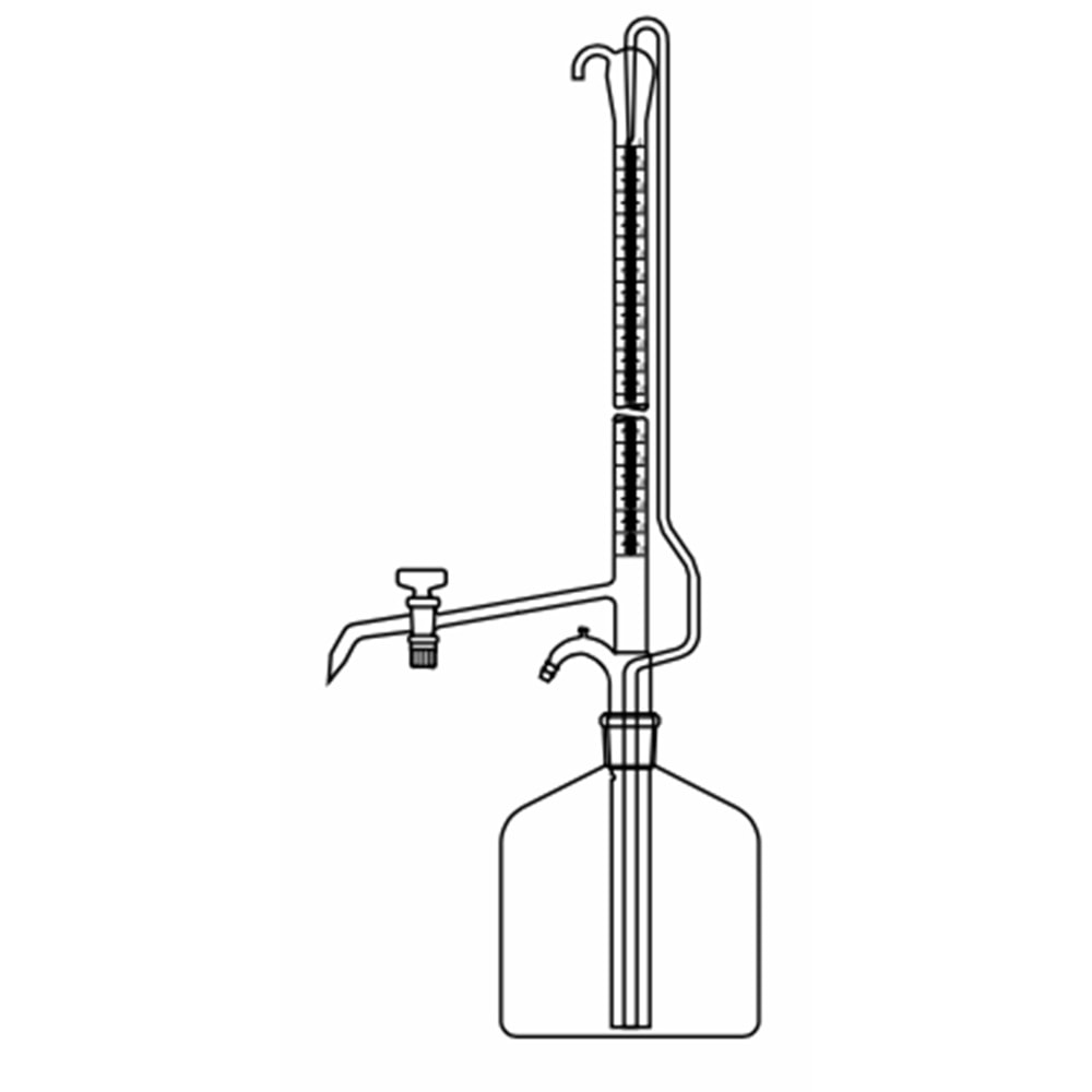 BÜRET , OTOMATİK , 50 ML , ŞEFFAF , TEK PTFE MUSLUKLU , DEPOLU