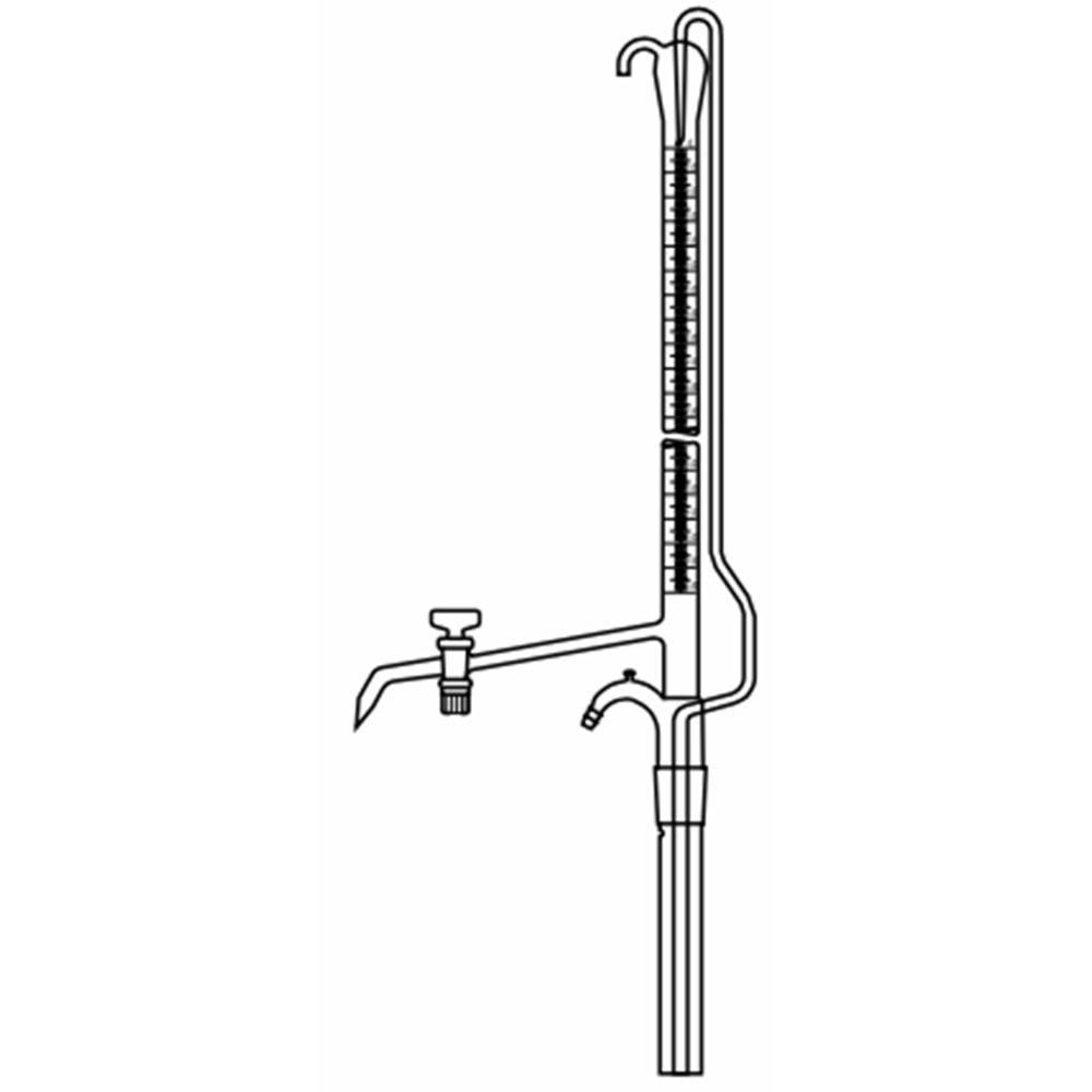 BÜRET , OTOMATİK , 50 ML , ŞEFFAF , TEK PTFE MUSLUKLU ,DEPOSUZ