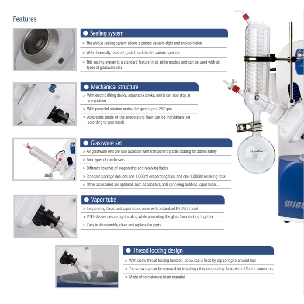 ROTARY EVAPORATÖR , WIGGENS , DİK TİP , STRIKE 285